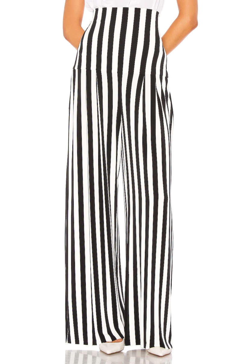 Norma Kamali High Waist Pleat Pant Stripes $155