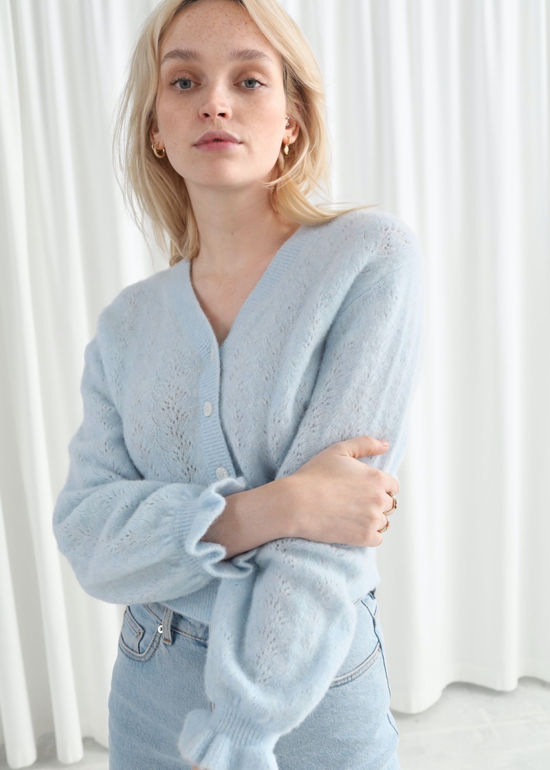 & Other Stories Alpaca Blend Knit Cardigan in Light Blue $89