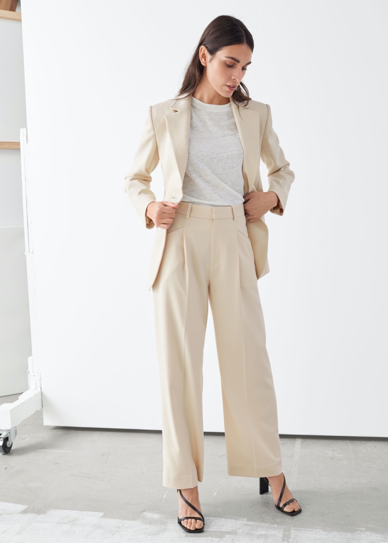 & Other Stories Duo Pleat High Rise Trousers $89