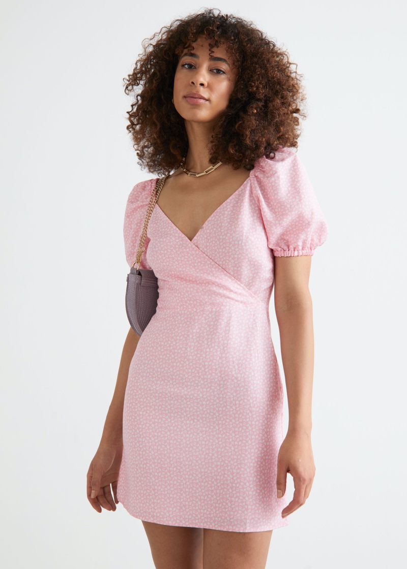 & Other Stories Fitted Puff Sleeve Mini Dress $69
