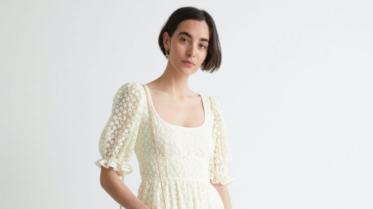 & Other Stories Square Neck Lace Midi Dress $149