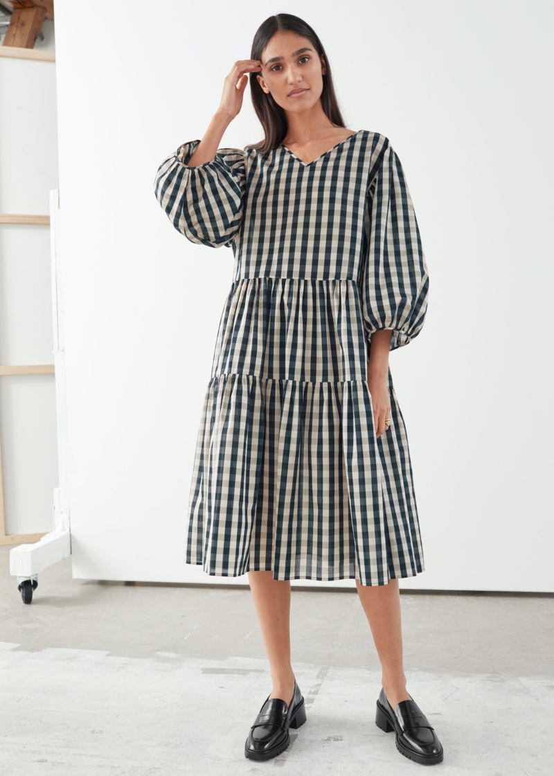 & Other Stories Voluminous Puff Sleeve Midi Dress $129