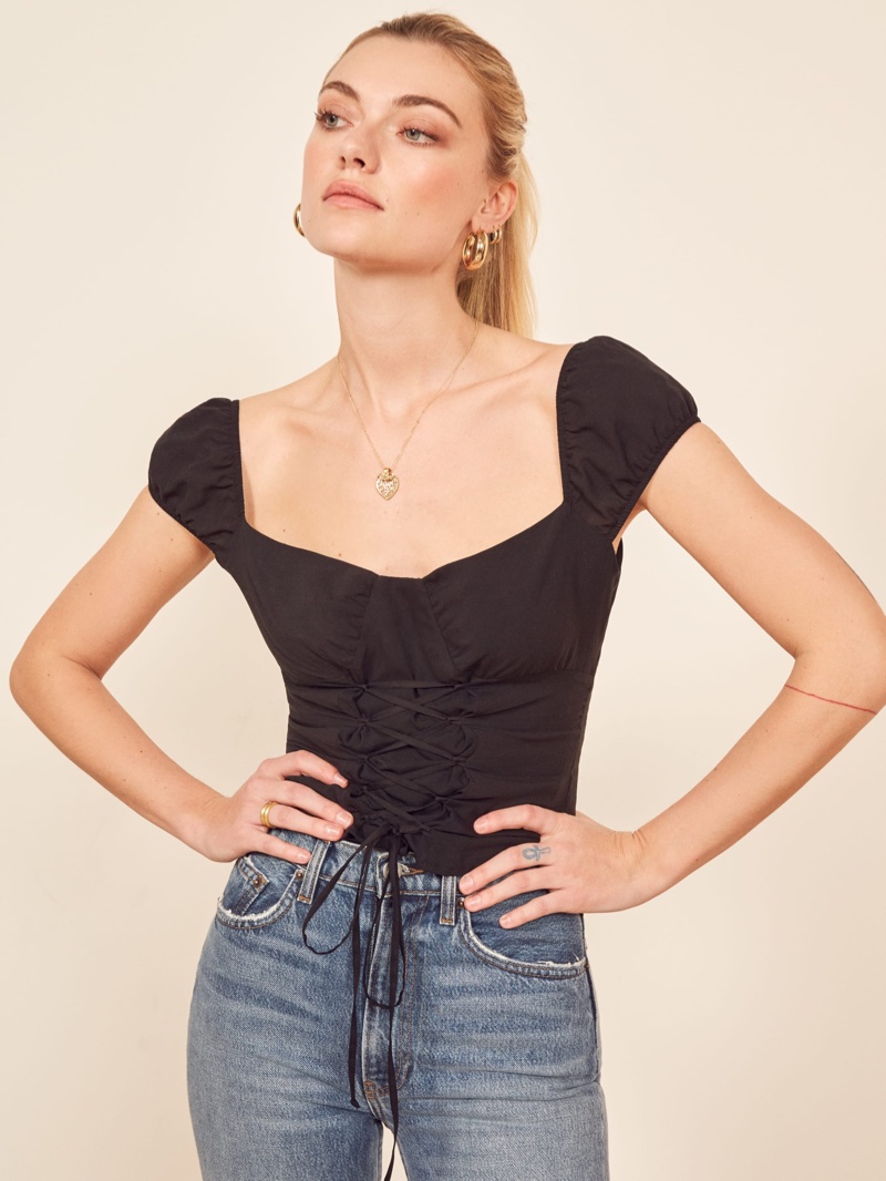 Reformation Lori Top in Black $148