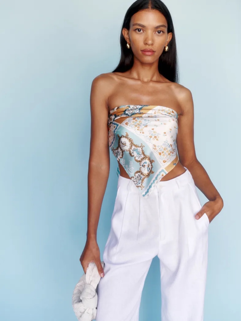Reformation Silk Scarf in Lisola Di Capri $128