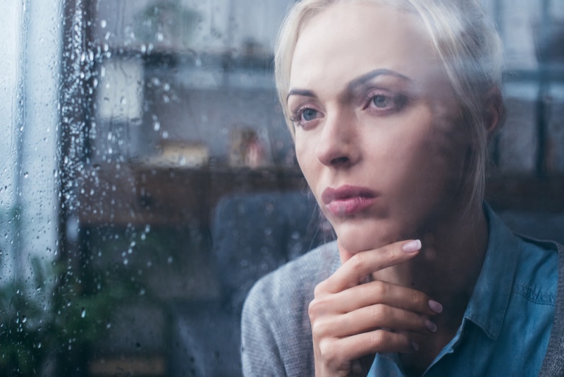 Sad Depressed Woman Rain