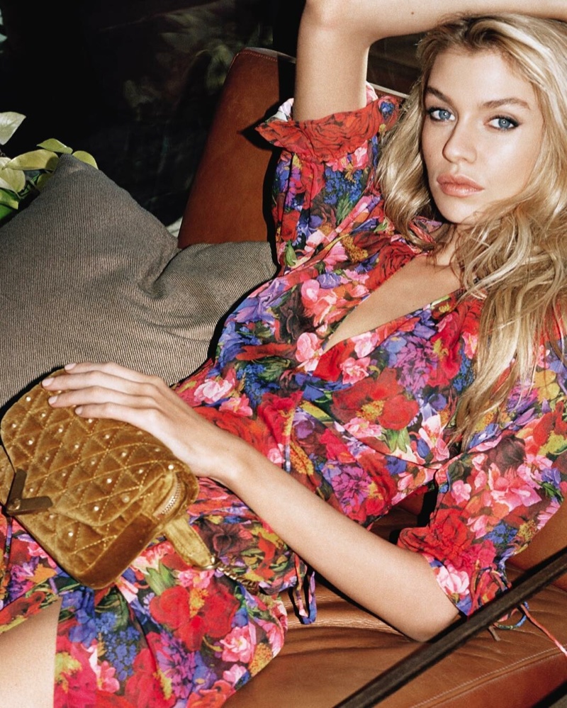 Stella Maxwell embraces floral prints in The Kooples spring-summer 2019 campaign