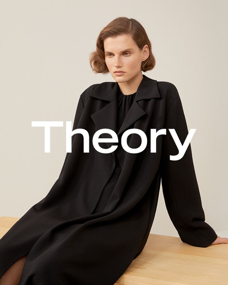 Giedre Dukauskaite wears a black ensemble in Theory spring-summer 2019 campaign