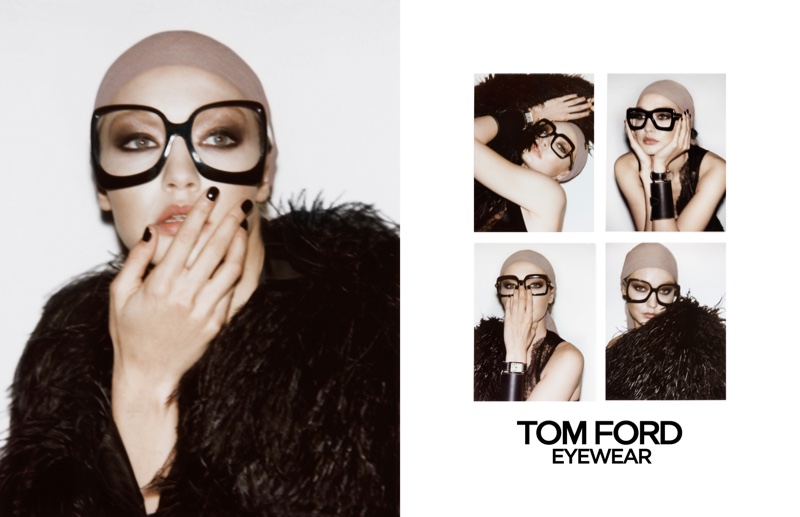 Gigi Hadid wears glasses in Tom Ford spring-summer 2019 campaign