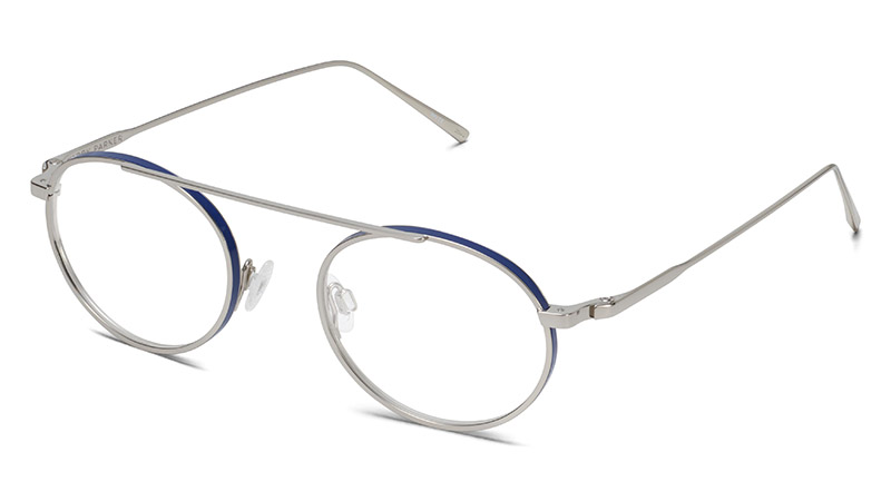 Warby Parker Corwin Glasses in Polished Silver with Blue $195