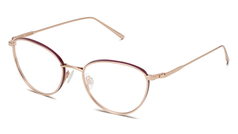 Warby Parker Elise Glasses in Rose Gold with Burgundy $195