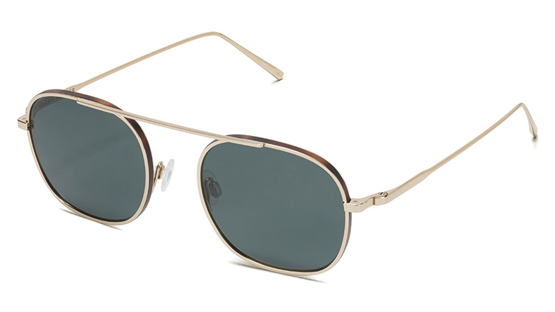Warby Parker Kittrell Sunglasses in Polished Gold with Oak Barrel Matte $195