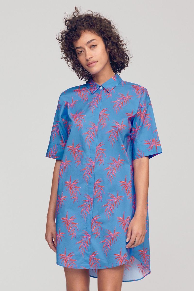 Bonobos Riviera Shirt Dress in Blue Palm Floor $128