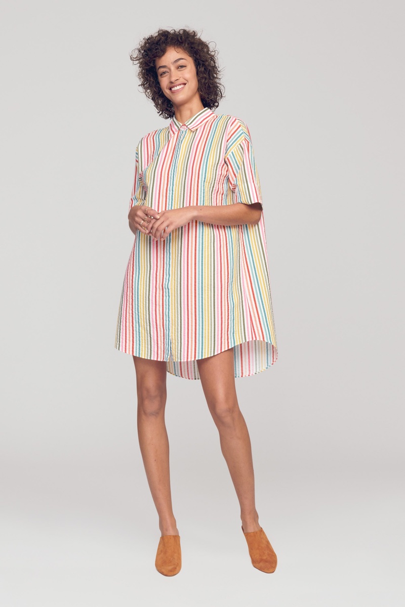 Bonobos Riviera Shirt Dress in White Multi Stripe $128