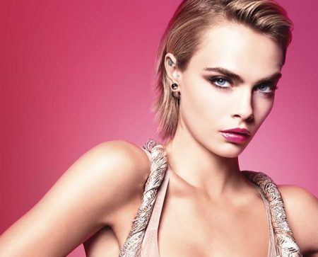 Cara Delevingne Looks Pretty in Pink for Dior Addict Stellar Shine Ad Cara Delevingne stars in Dior Addict Stellar Shine campaign