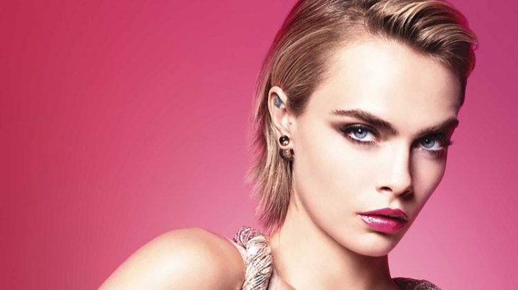 Cara Delevingne Looks Pretty in Pink for Dior Addict Stellar Shine Ad