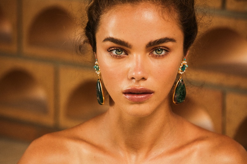 Christie Nicolaides spotlights statement earrings for Villa Vera campaign