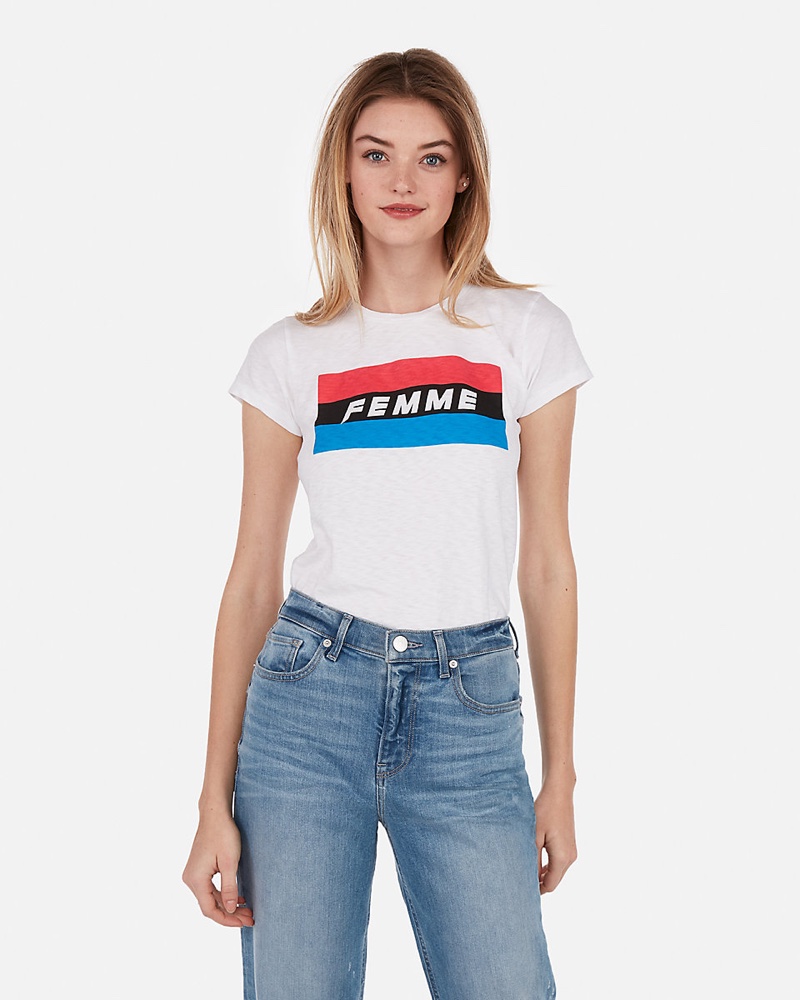 Express One Eleven Femme Color Block Graphic Tee $29.90
