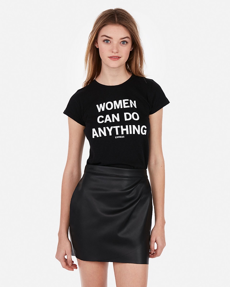 Express One Eleven Women Can Do Anything Graphic Slim Tee $29.90