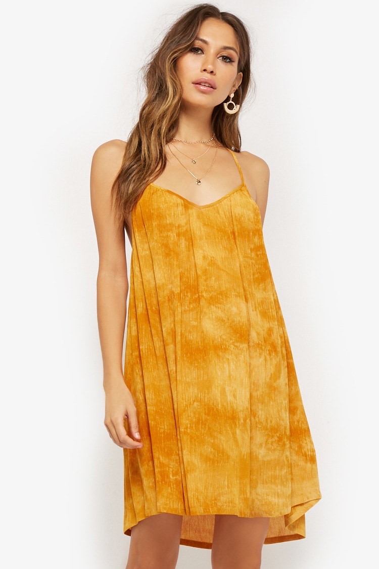 Forever 21 Tie-Dye Y-Back Mini Dress in Mustard $22.90