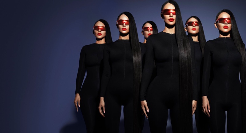 Kim Kardashian joins a group of lookalikes for Carolina Lemke sunglasses campaign
