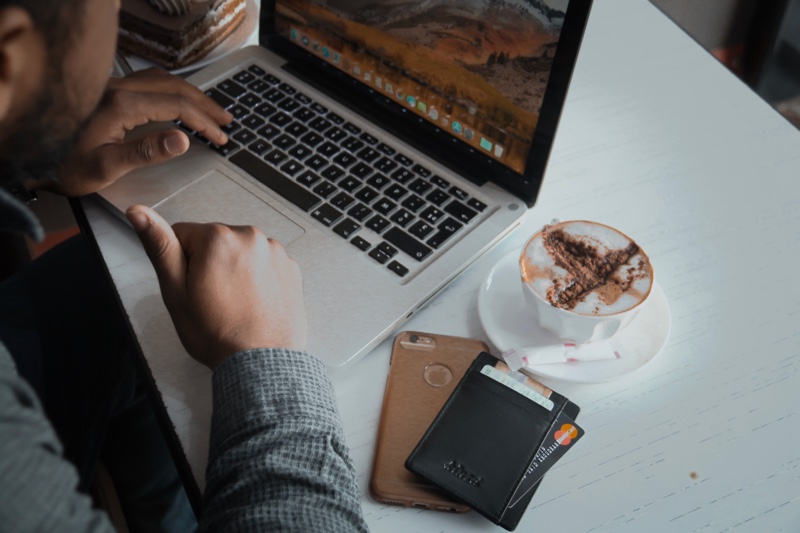 Man at Laptop with Wallet