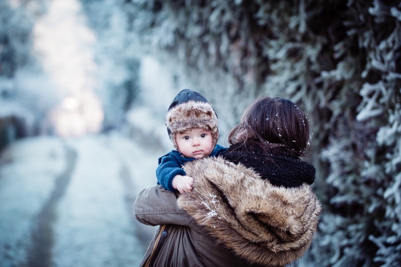 Mother & Baby Dressed in Winter Style