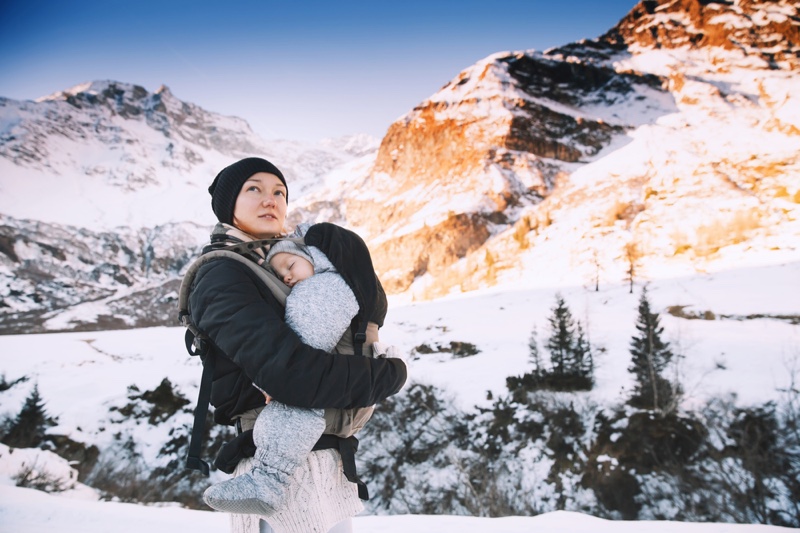 Mother & Baby Layered in Winter Clothing