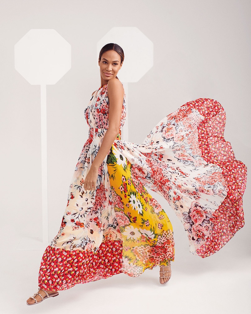 Joan Smalls poses in Carolina Herrera for Neiman Marcus The Art of Fashion spring-summer 2019 campaign