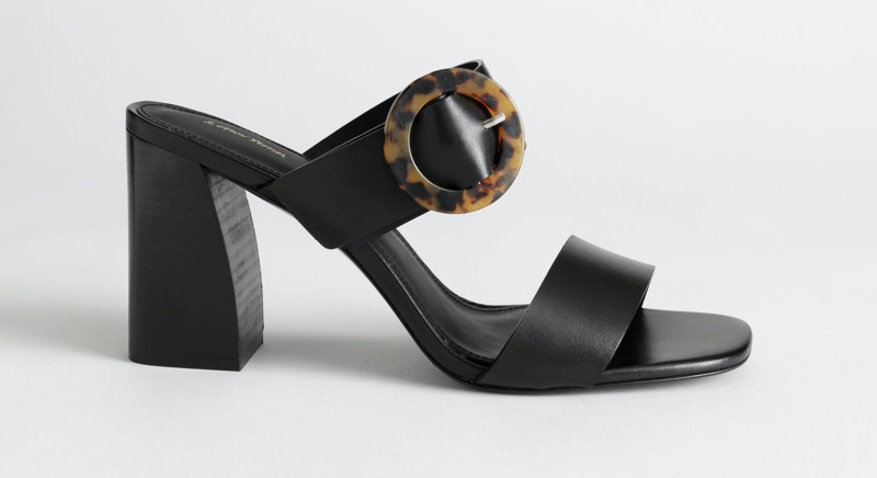 & Other Stories Tortoise Buckle Leather Heeled Sandals $64 (previously $129)