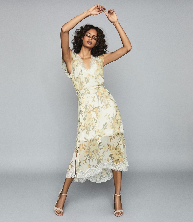 REISS Emlin Floral Printed Midi Dress $465