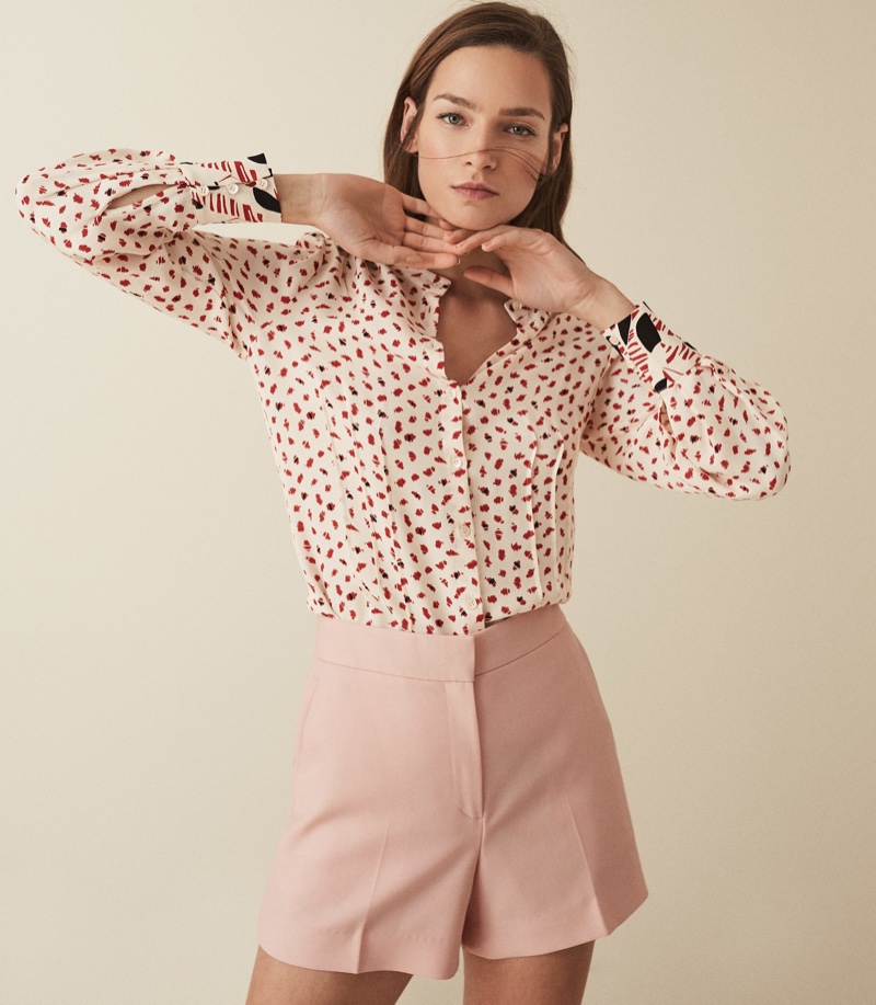 REISS Kaya Printed Blouse $245