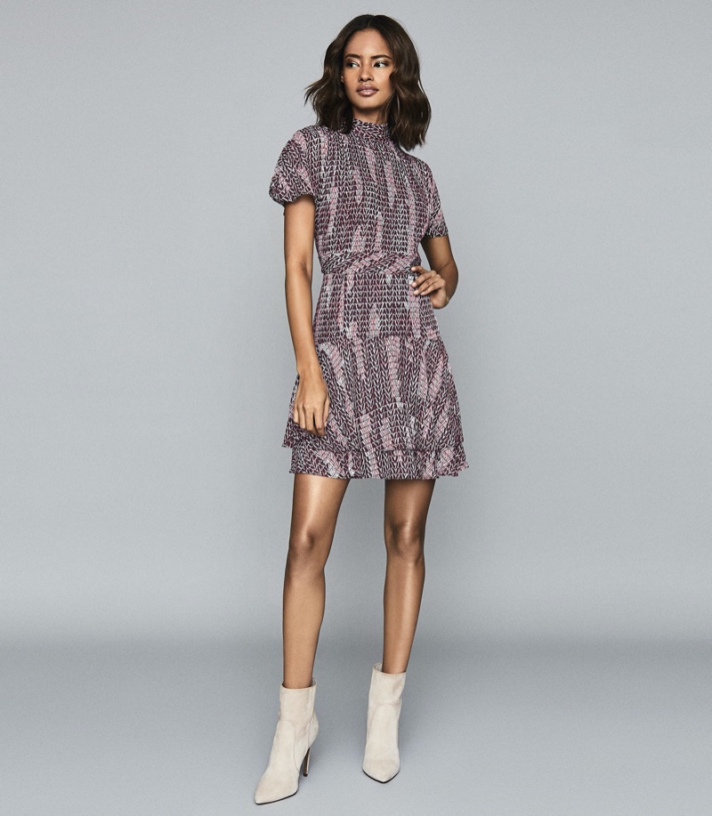 REISS Natalie Printed Mini Dress $315