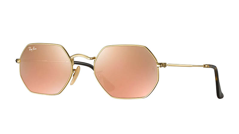 Ray-Ban Octagonal Flat Sunglasses in Copper Flash $178