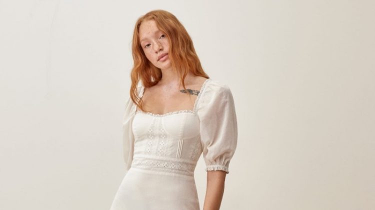 Reformation Paxton Dress in Ivory $248
