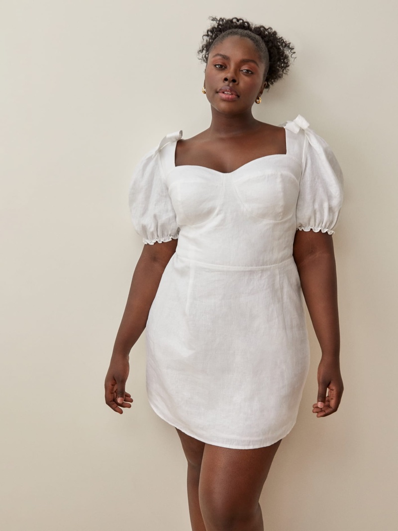 Reformation Extended Sizes Spring Linen Dress in White $248