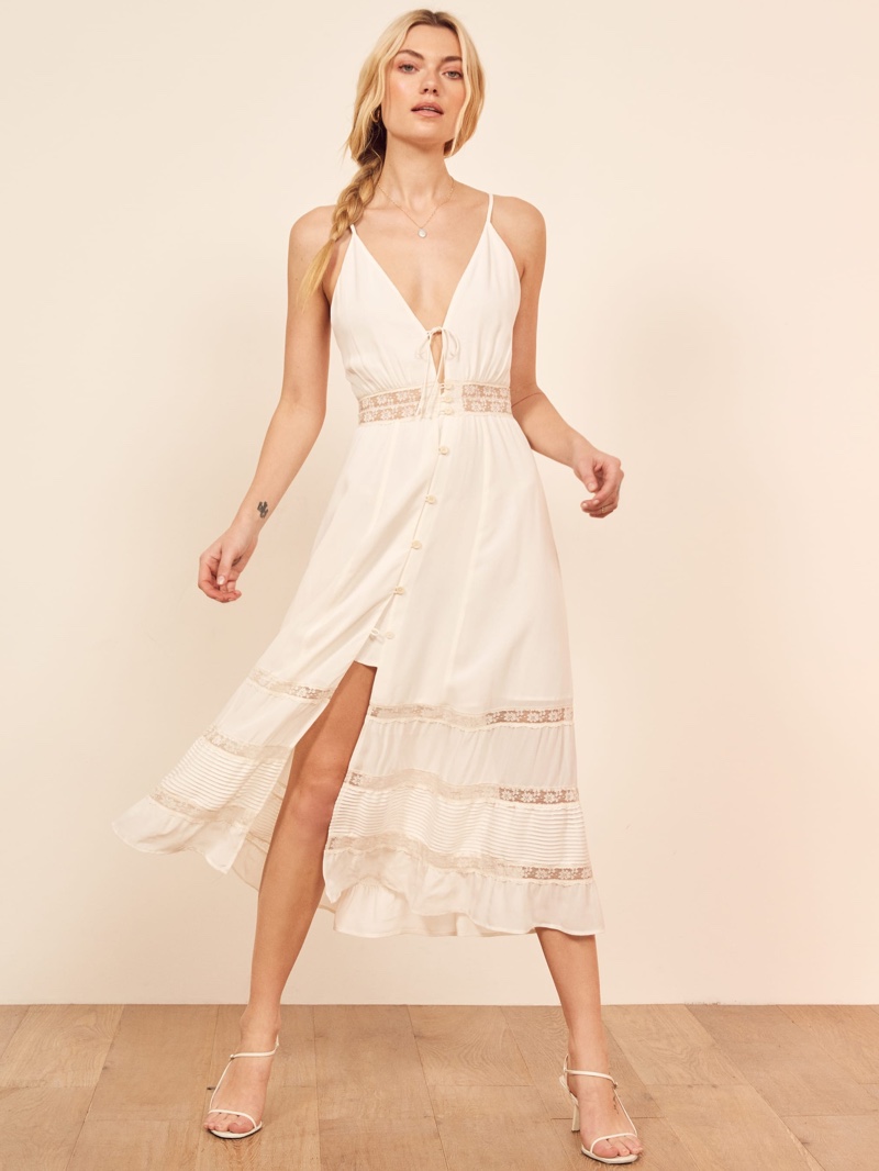 Reformation Shelley Dress in Ivory $248