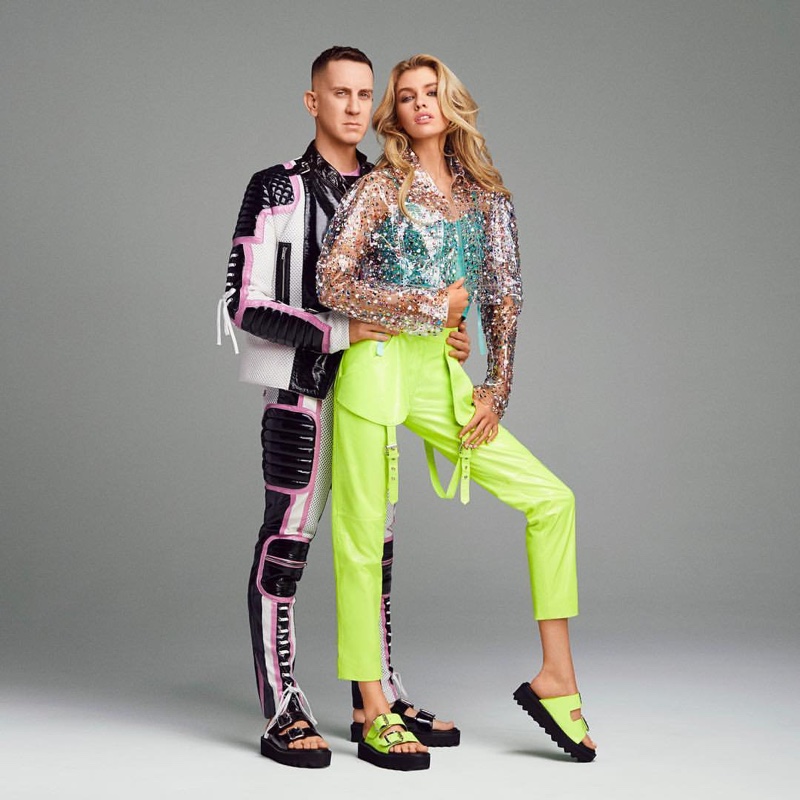 Jeremy Scott and Stella Maxwell pose in Staccato x Jeremy Scott campaign