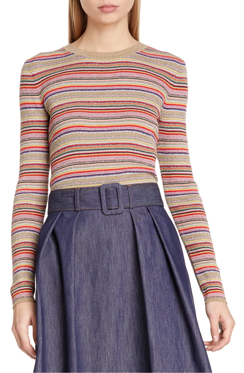 Tommy x Zendaya Metallic Stripe Knit Top $149.50