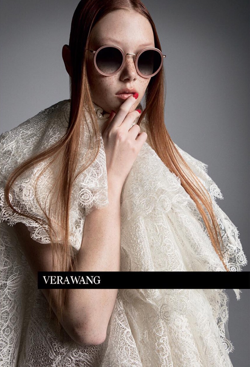 Sara Grace Wallerstedt wears sunglasses in Vera Wang spring-summer 2019 campaign