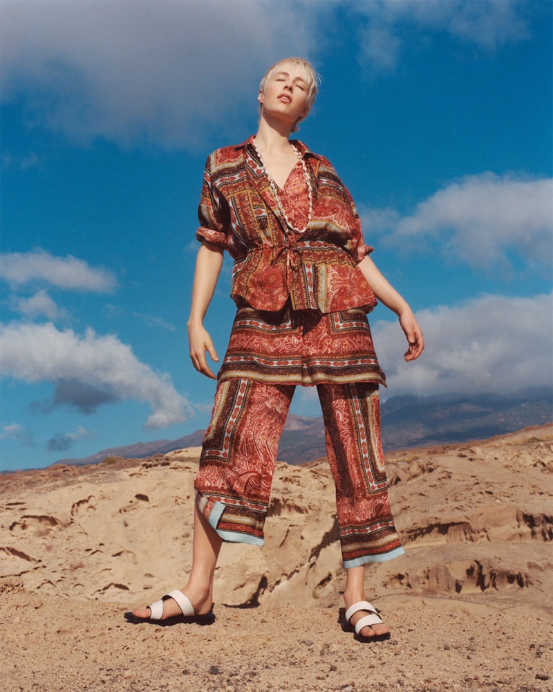 Zara enlists Edie Campbell for Spice Trail spring-summer 2019 lookbook