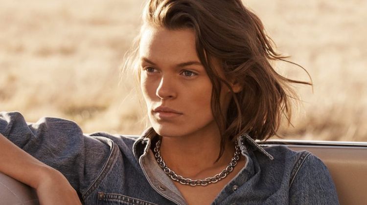 Wearing denim, Cara Taylor fronts Calvin Klein Jewelry + Watches spring-summer 2019 campaign