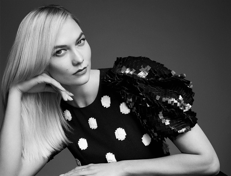 Model Karlie Kloss is the face of Carolina Herrera Good Girl Dot Drama fragrance