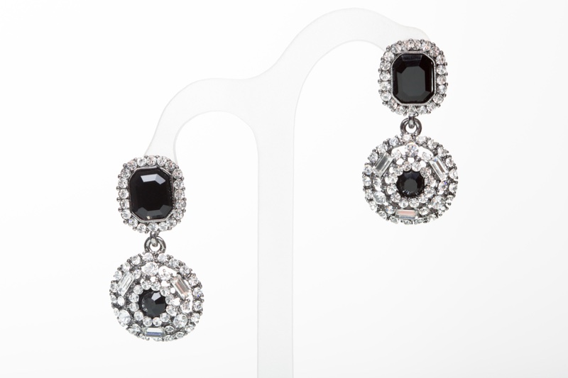 Diamond Earrings with Black Stone Jewelry