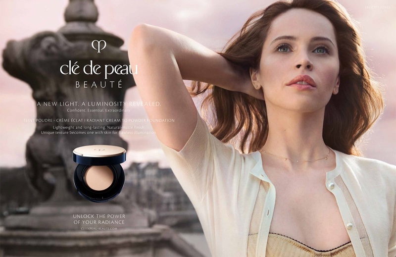 Felicity Jones shows off her flawless skin in Clé de Peau Beauté campaign