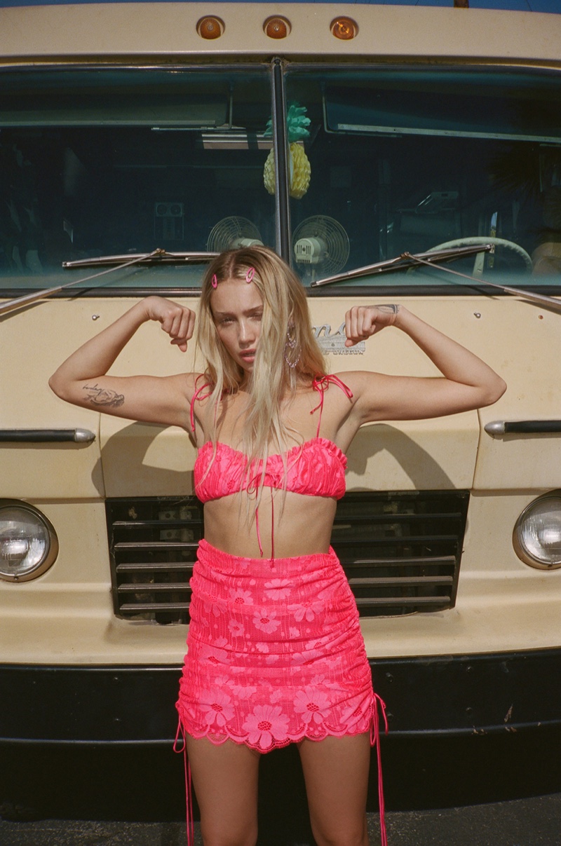 Looking pretty in pink, Cailin Russo fronts For Love & Lemons Festival 2019 lookbook