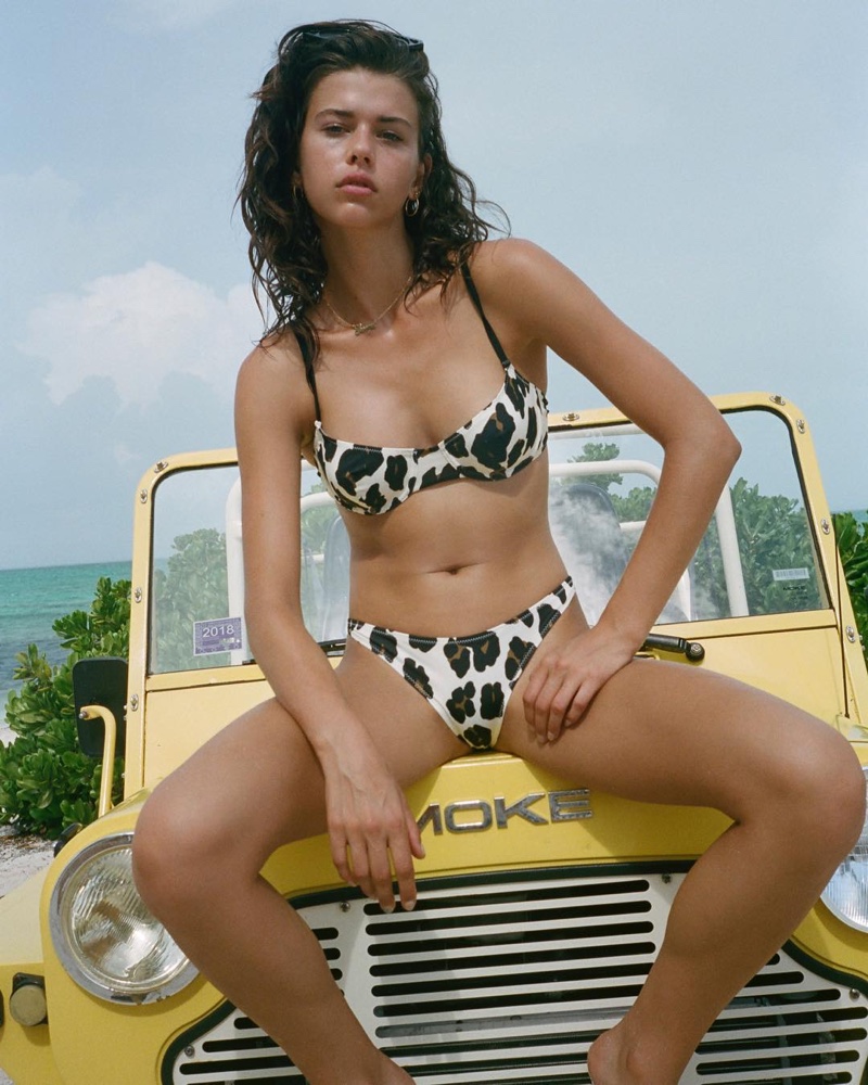 Model Georgia Fowler sports Solid & Striped leopard print bikini 