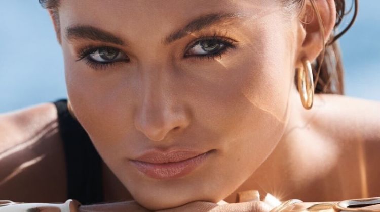 Grace Elizabeth shines in Estee Lauder Bronze Goddess promotional image