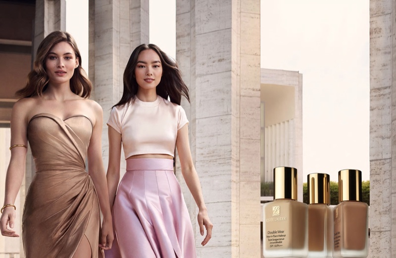 Estee Lauder ambassadors Grace Elizabeth and Fei Fei Sun front Double Wear foundation campaign