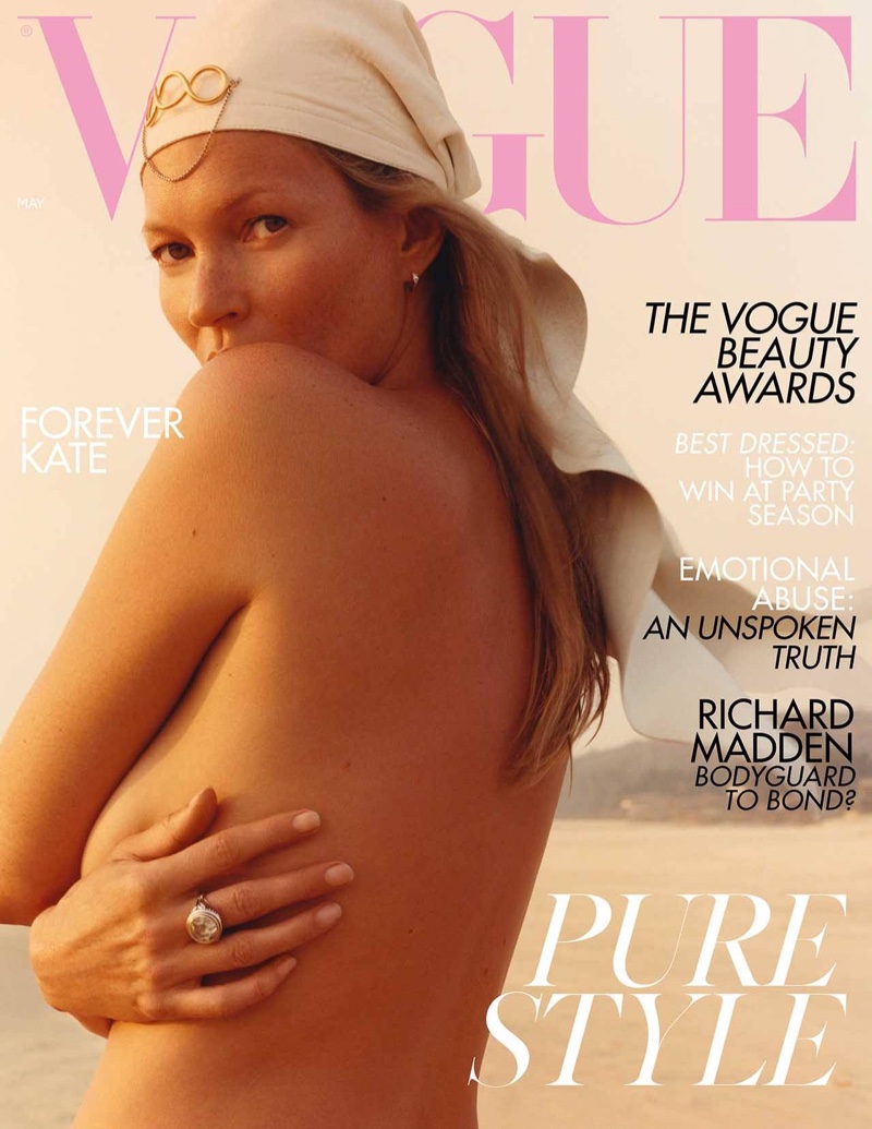 Supermodel Kate Moss on Vogue UK May 2019 Cover. Photo: Jamie Hawkesworth