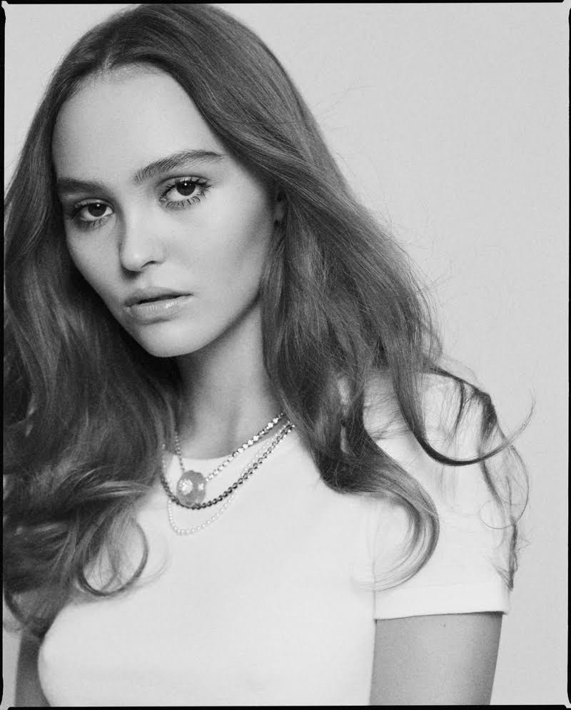 Captured in black and white, Lily-Rose Depp poses for Pelle Lannefors